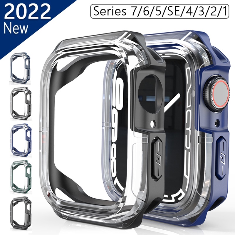 Ốp Lưng TPU + PC Trong SuốT Cho ĐồNg Hồ Apple Watch 7 6 SE 5 4 iWatch 40mm / 44mm / 41mm / 45mm