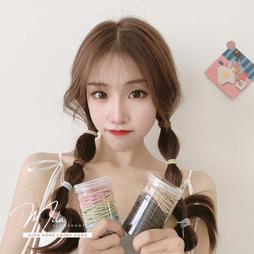 Dây buộc tóc hàn quốc vải cute MILA D103 ❤️HỘP 100 CHIẾC❤️ chun đơn co giãn cực bền bỉ Mila Accessories