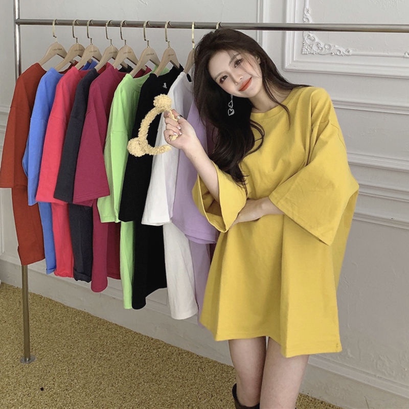 Áo Thun Cotton Tay Ngắn Dáng Thụng Thời Trang Mùa Hè Màu Sắc Ngọt Ngào phong cách Hàn Quốc Chất Đẹp Loại 1
