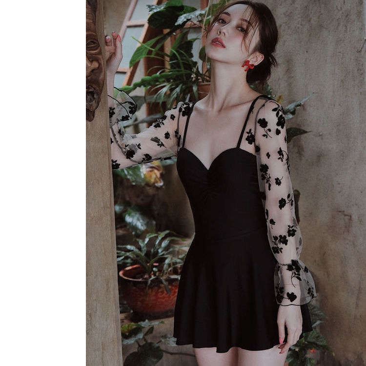 Đồ Bơi Một Mảnh Tay Dài Che Bụng Mỏng Nhẹ Thời Trang Mùa Xuân Mới