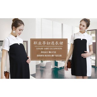 Váy Bầu Phối Đen Trắng Lạ Cổ Đức