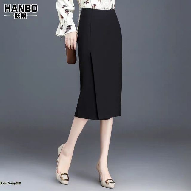 CHÂN VÁY BÚT CHÌ 70cm XẺ TRƯỚC LÊCH PHỐI CÚC