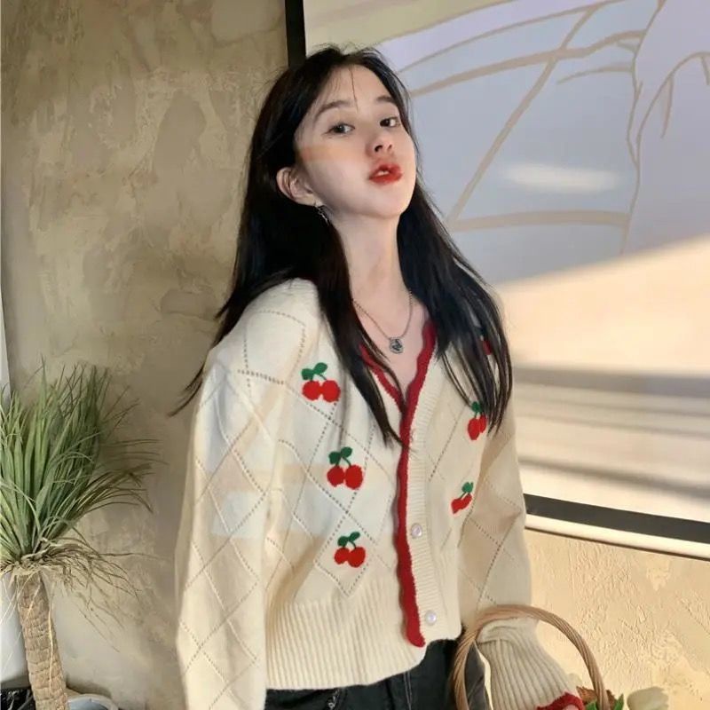 Áo Khoác Cardigan Dáng Ngắn Phong Cách Retro Thời Trang Cho Nữ