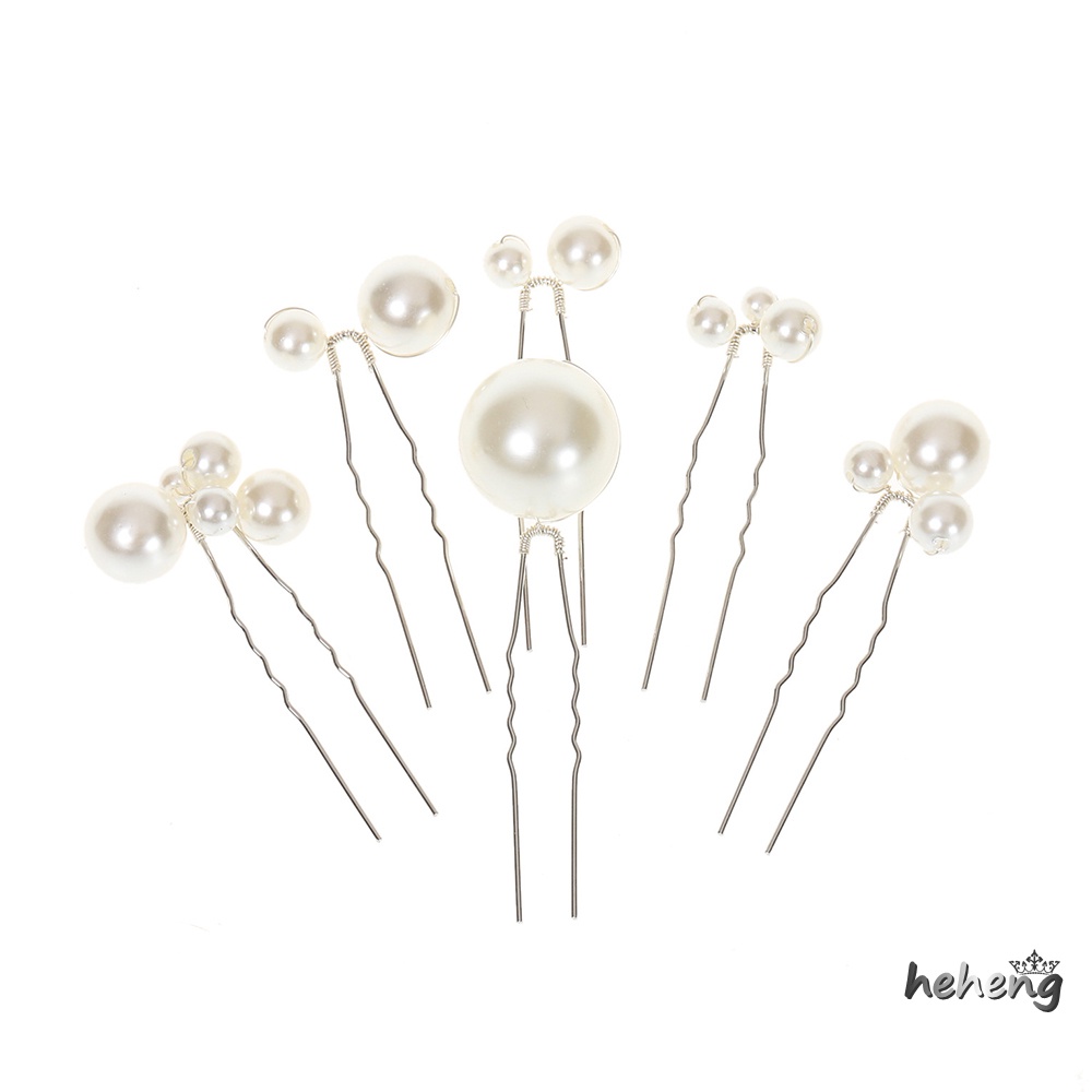 Bộ 6 Nĩa Cài Tóc Đính Ngọc Trai Giả Xinh Xắn Cho Phù Dâu