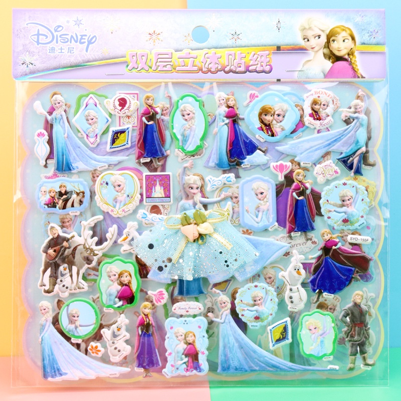 Hình dán 3D nổi thay trang phục cho bé gái, sticker miếng dán trang trí công chúa 2 lớp