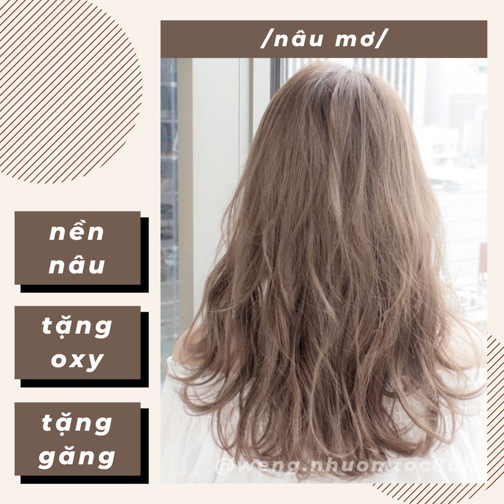 Nhuộm tóc màu nâu mơ không tẩy (tặng trợ nhuộm và găng tay)