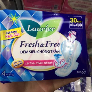 [CHE TÊN SẢN PHẨM]Laurier băng vệ sinh fresh free ban đêm 30cm gói 4 miếng