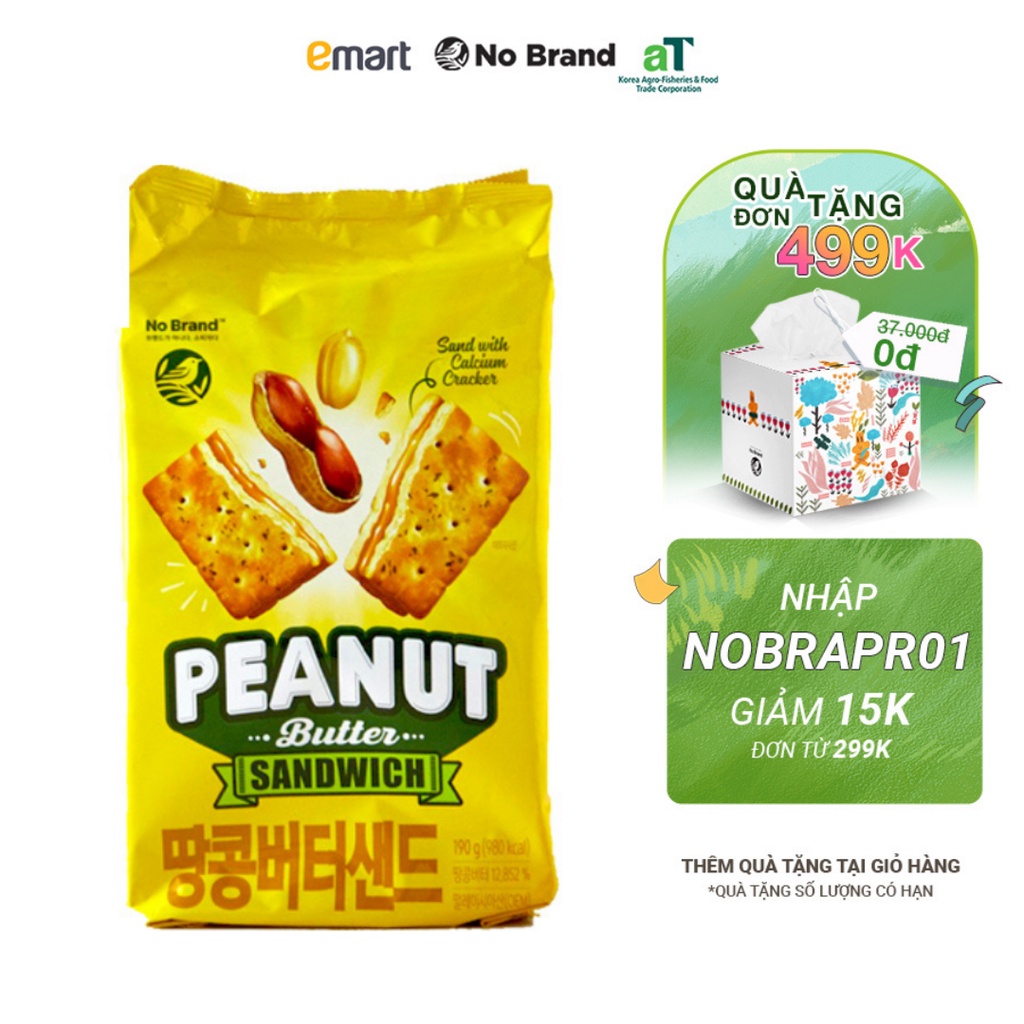 Bánh Quy Kẹp Bơ Đậu Phộng No Brand Túi 190g - Emart VN