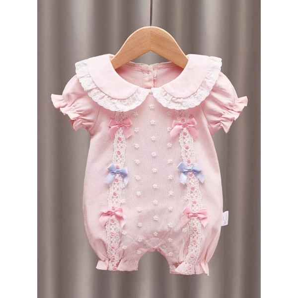 Set Body Phối Nơ Ren Cho Bé Gái Size 03-6M , Bodysuit bé gái-Chất liệu mềm mát và an toàn