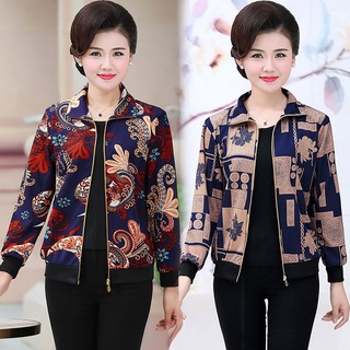 Áo khoác tay dài khóa kéo thời trang cho phụ nữ trung niên 40-50-60 tuổi