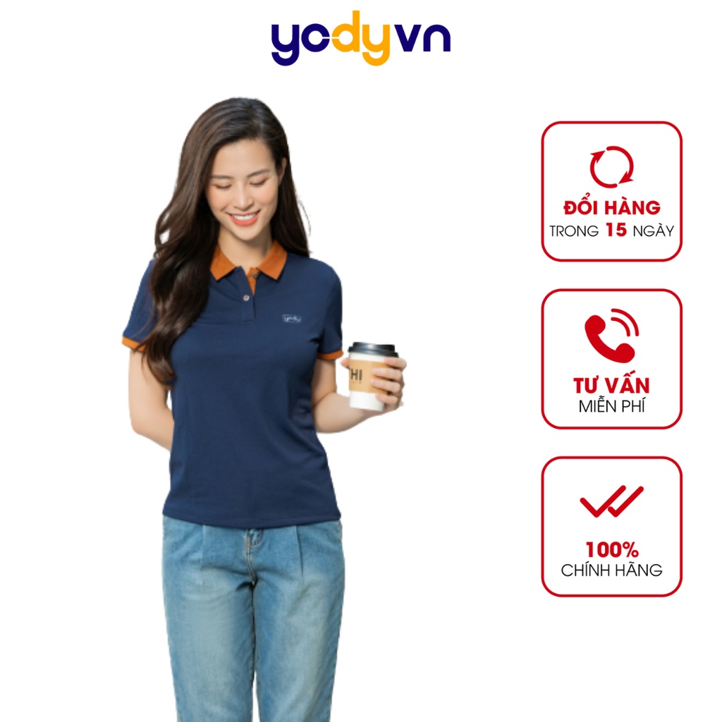 Áo thun polo nữ YODY phông tay ngắn, chất vải cotton cafe mềm mịn, thoáng mát APN3700