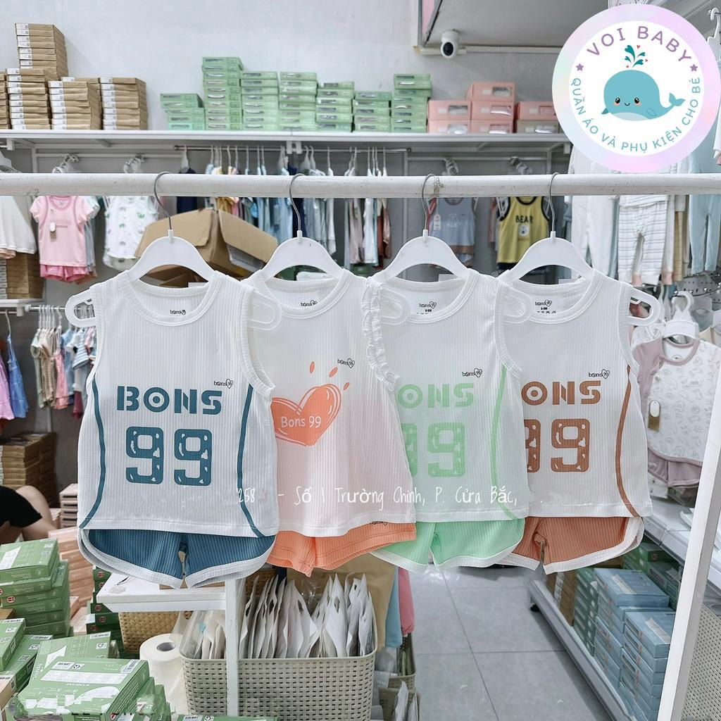 Bộ ba lỗ cho bé trai bé gái Bons99 chất modal sợi tre