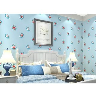Giấy dán tường doremon xanh dương khổ 45cm