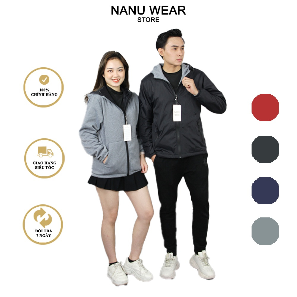 Áo khoác 2 mặt NANU WEAR chất liệu gió - nỉ, chống nước