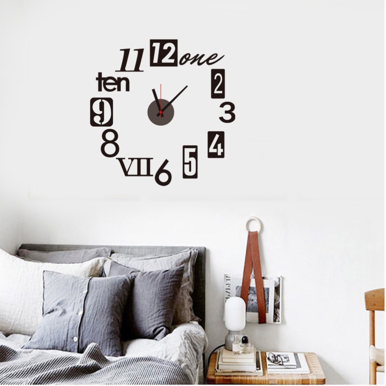 Đồng hồ dán tường kèm decal trang trí nhà cửa đẹp, sáng tạo AmyShop