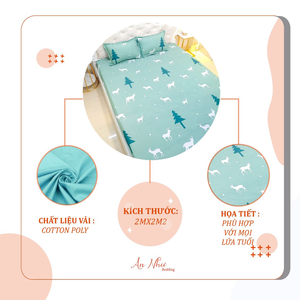 Bộ ga gối 💖2m💖 drap giường poly, ga trải giường + 2 vỏ gối nằm đơn giản An Như Bedding | BigBuy360 - bigbuy360.vn