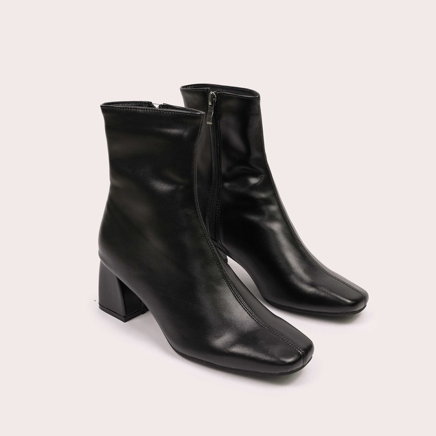 Giày bốt nữ cổ cao da mềm, Bốt da nữ gót trụ 5cm giày vnxk - Kimystore