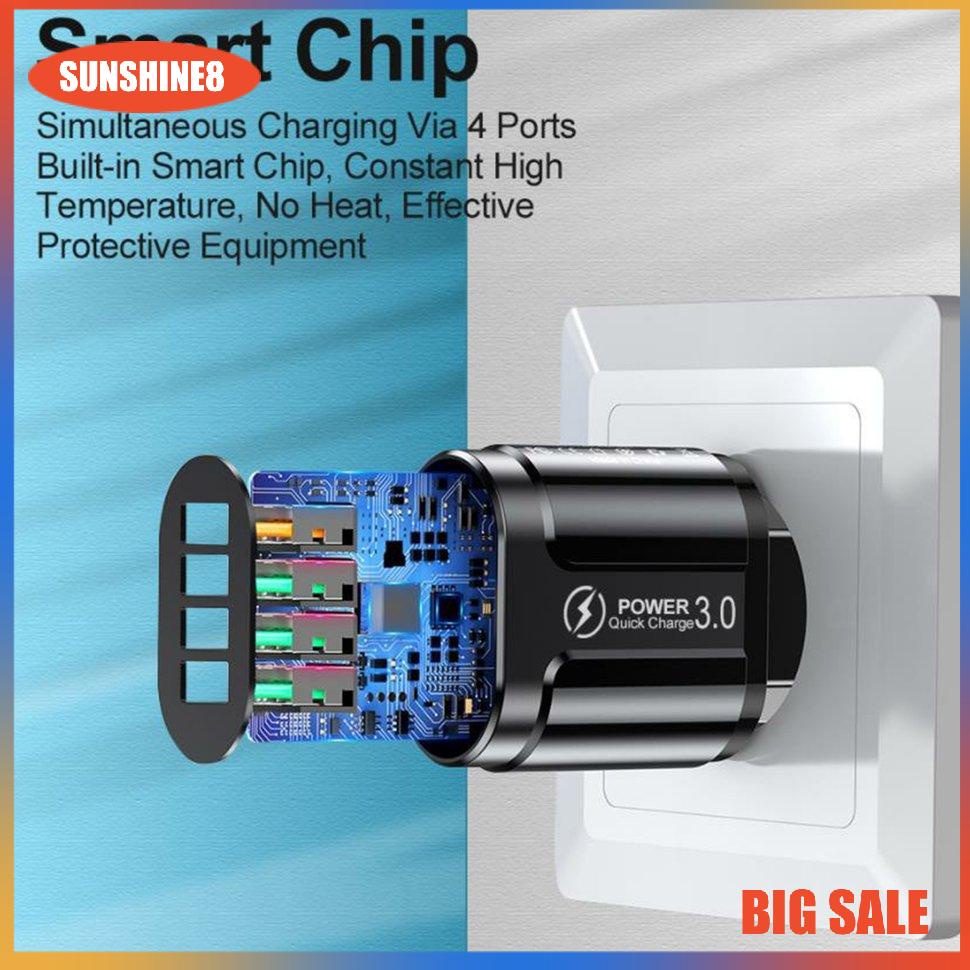 Đầu sạc nhanh QC3.0 4 cổng USB có đèn LED