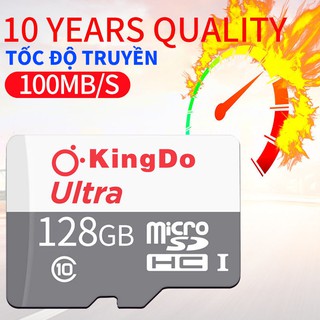 【Đầu đọc thẻ miễn phí】Kingdo 128GB Thẻ nhớ MicroSD Class 10 Tốc độ cao (màu xám)