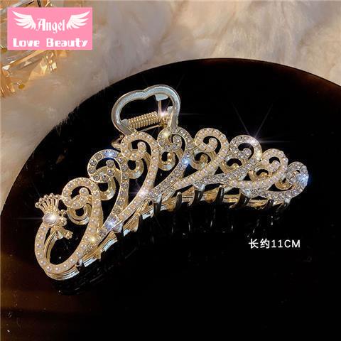 Kẹp Tóc Hình Cá Mập Đính Đá Và Ngọc Trai Giả Cỡ Lớn Thời Trang Thu Đông Sang Trọng Cho Nữ