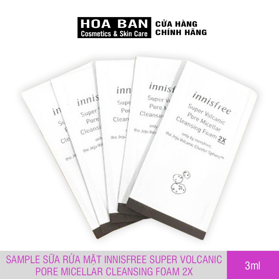 Sample sữa rửa mặt Innisfree Super Volcanic Pore Micellar Cleansing Foam 2x 3ml | BigBuy360 - bigbuy360.vn