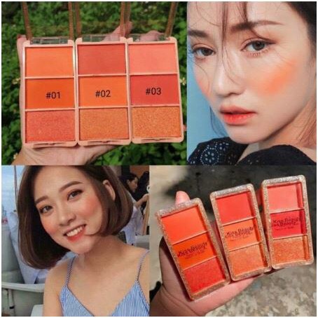 Má hồng 3 ô Kiss Beauty Peach Of Blush màu sắc trẻ trung, năng động, nhỏ gọn nội địa Trung | BigBuy360 - bigbuy360.vn