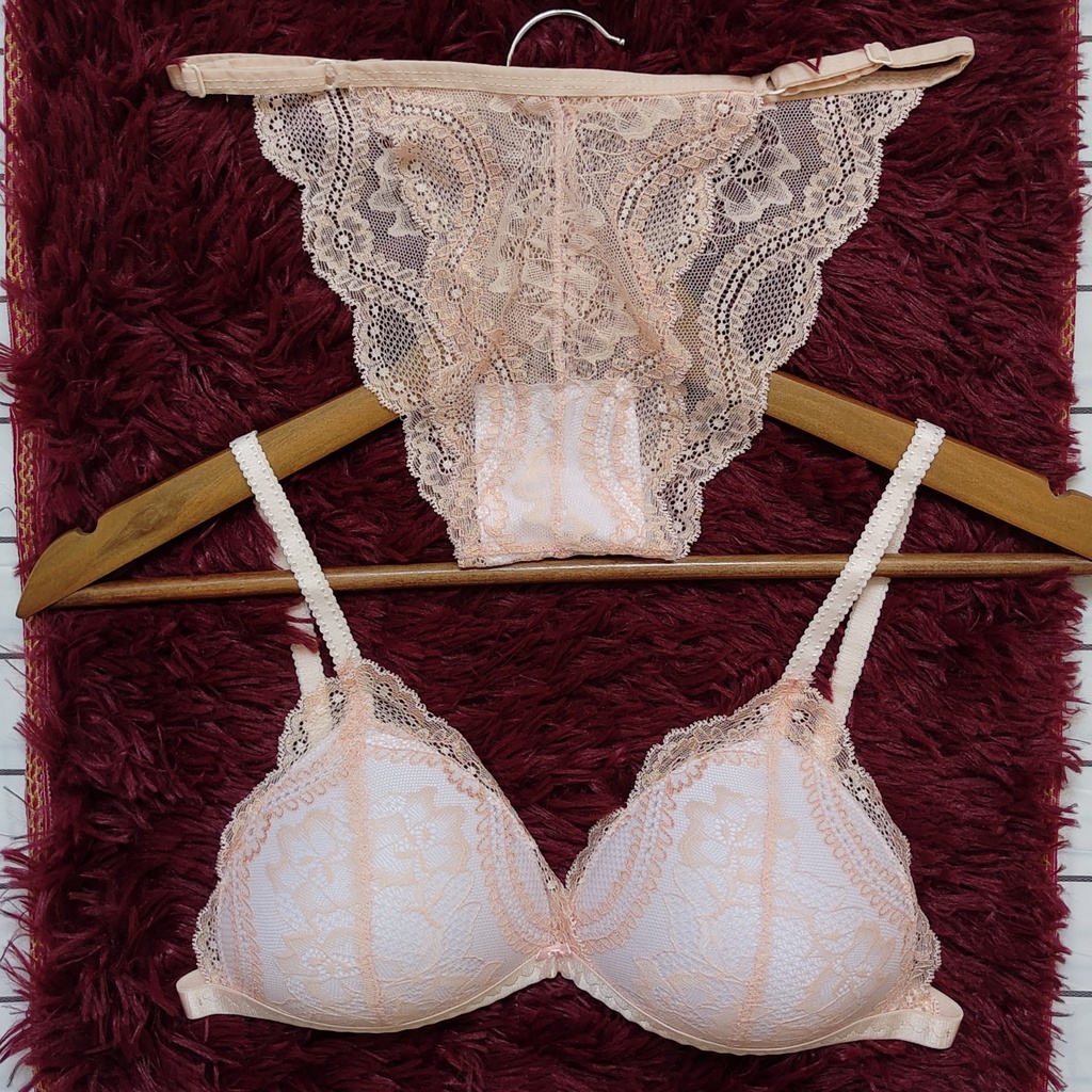 Set Bra - Bralette ren sexy không gọng, mút mỏng - Màu hồng phấn - NY36