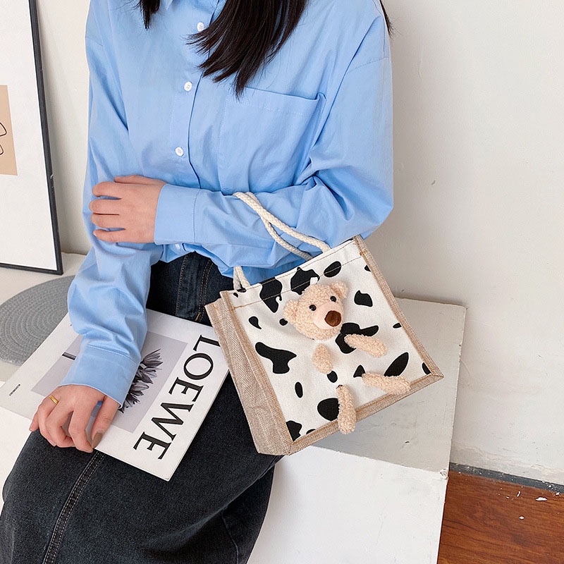 Túi vải đựng hộp cơm trưa họa tiết graffiti dễ thương phong cách Nhật bản