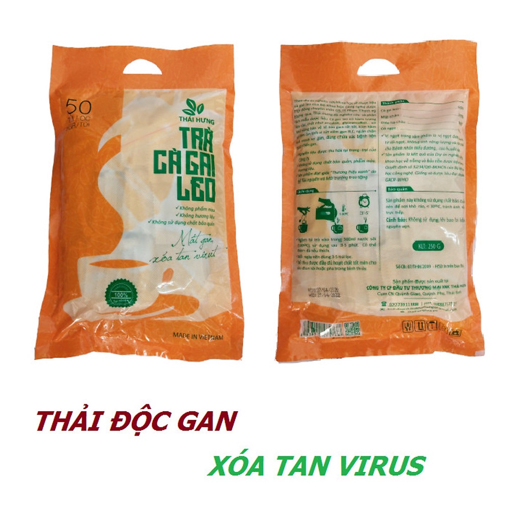 Trà Cà Gai Leo THÁI HƯNG Giải độc gan, mát gan, hạ men gan, tăng cường chức năng gan - Bịch 50 túi lọc