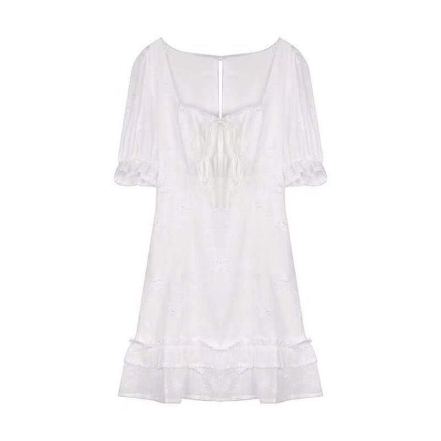 (Sẵn S) Váy trắng tay bồng ôm ngực basic style Hàn Quốc / Đầm trắng cổ vuông ulzzang (có feedback) | BigBuy360 - bigbuy360.vn