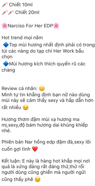 [Mẫu thử] Nước hoa Nữ Narciso For Her EDP | WebRaoVat - webraovat.net.vn