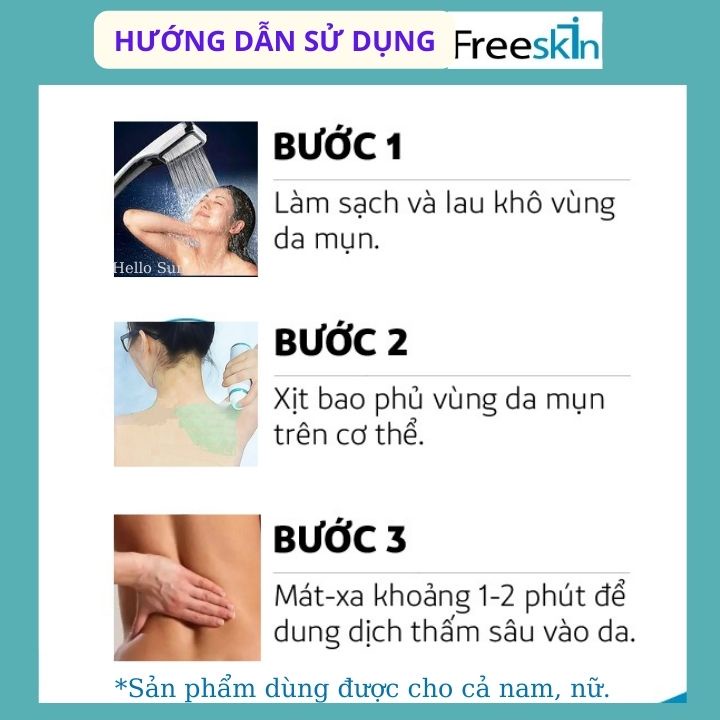 [CHÍNH HÃNG- BÁN CHẠY] Xịt Mụn Lưng, Ngực, Mông FreeSkin Chai 80ml, Giảm Mụn, Mờ Thâm, Sáng Da, Hàng Chính Hãng