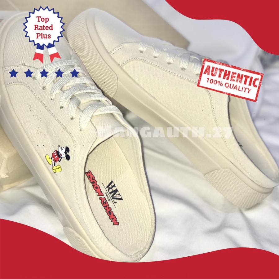 Giày Zar Mickey 💙 FREESHIP 💙 Sục Lười Mickey Trắng - Giày Thể Thao - Thời Trang Nam Nữ