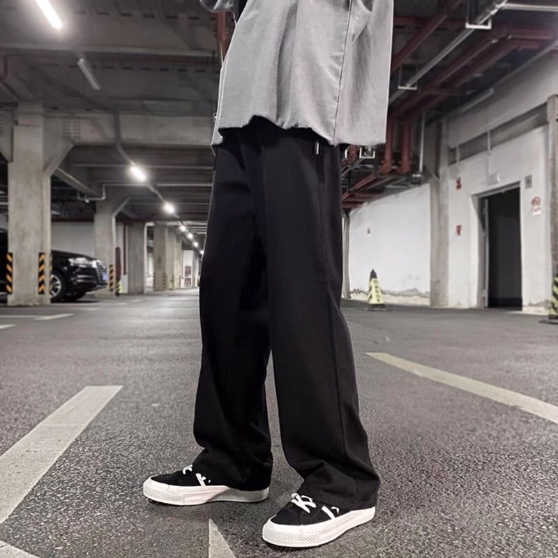 Quần Dài Ống Suông, Chất Kaki Nam Nữ Ống Rộng Unisex, Dáng Baggy 3 Màu Đen, Be, Tím Than