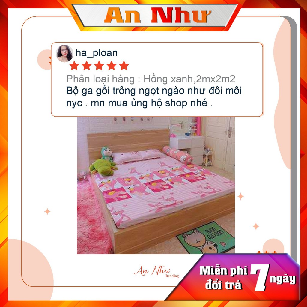 Bộ ga gối m6/m8 drap giường poly, ga trải giường + 2 vỏ gối nằm hoa lá An Như Bedding