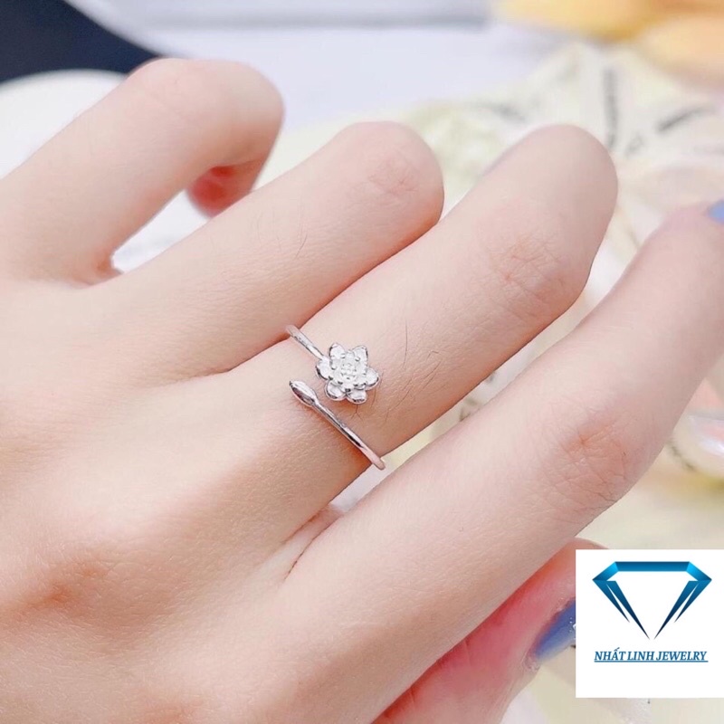 Nhẫn nữ bạc ta, nhẫn hoa sen dạng hở đeo mọi ngón tay - Kho sỉ bạc Nhất Linh