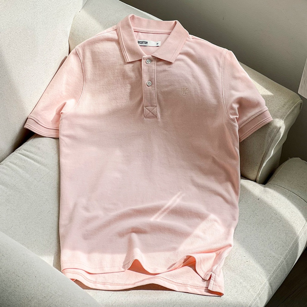 Áo Thun Nam Cao Cấp Light Pink Basic Polo BY COTTON