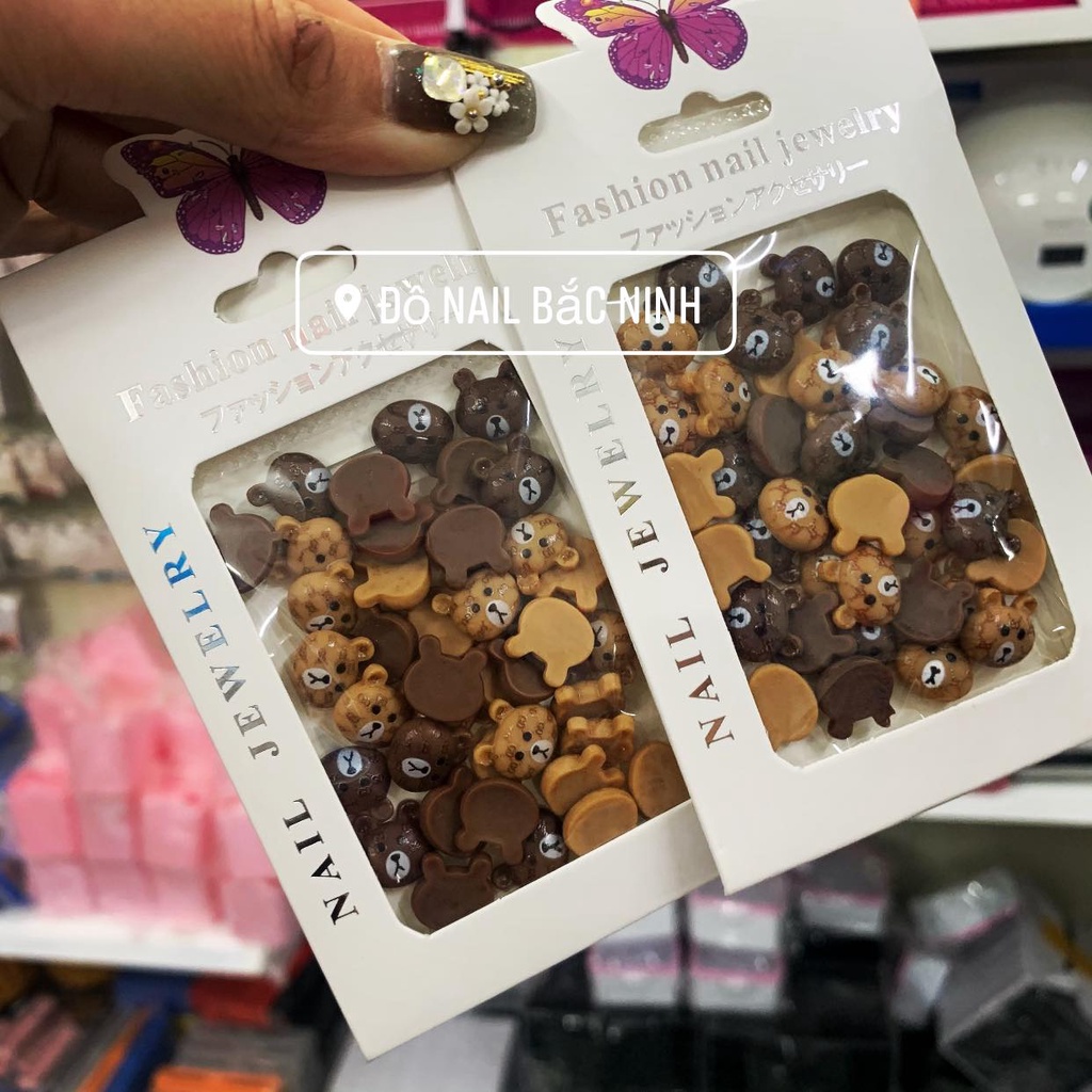 Charm Gấu Thạch Gắn Móng, Charm Hoạt Hình Trang Trí Nail Mix Màu Dễ Thương