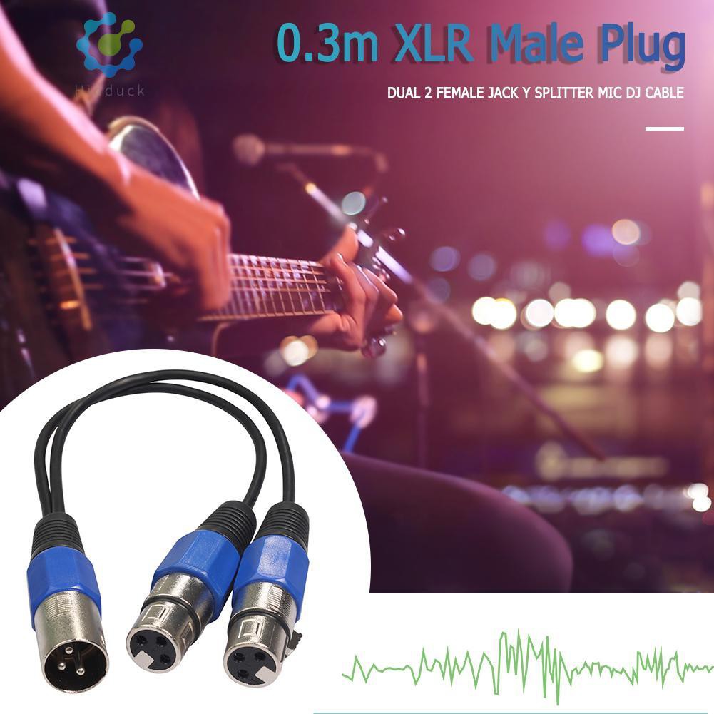 Hidduck✡0.3m XLR Male Plug to Dual XLR Female Jack Y Splitter Mic DJ Audio Cable✡COD