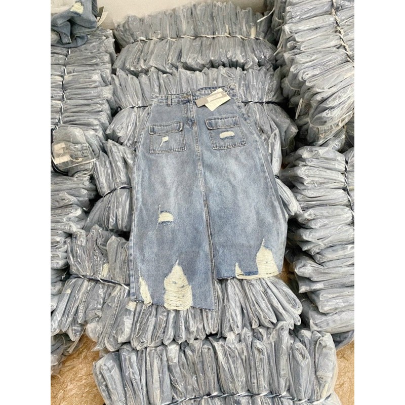 [Hàng Chuẩn] Chân Váy Bò Rách Túi Hộp Cá Tính Có Ảnh Thật Kèm Video | BigBuy360 - bigbuy360.vn