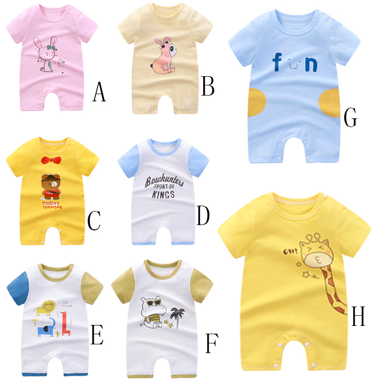 Bộ Áo Liền Quần Tay Ngắn Chất Liệu Cotton Thời Trang Mùa Hè Cho Bé Sơ Sinh