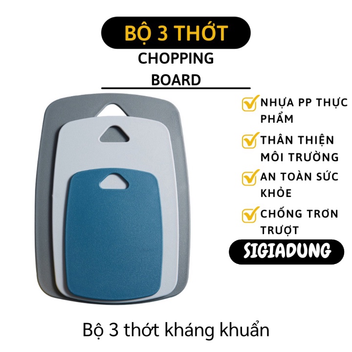 [SGD] Thớt Nhựa Nhám - Bộ 3 Thớt Kháng Khuẩn Cao Cấp Chống Trơn Trượt, Độ Cứng Tốt 10403