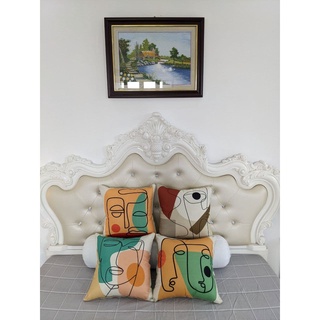 Gối tựa lưng Sofa vuông vải bố canvas trang trí Decor nhà cửa OHAYO cao cấp chống bẩn vỏ gối kèm ruột gối