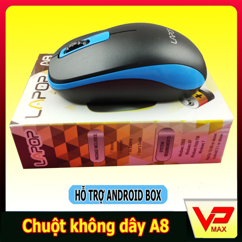 Chuột không dây Lapop A8 / A9 bảo hành 2 năm có công tắc on/off dùng cho PC Laptop Android TV Box