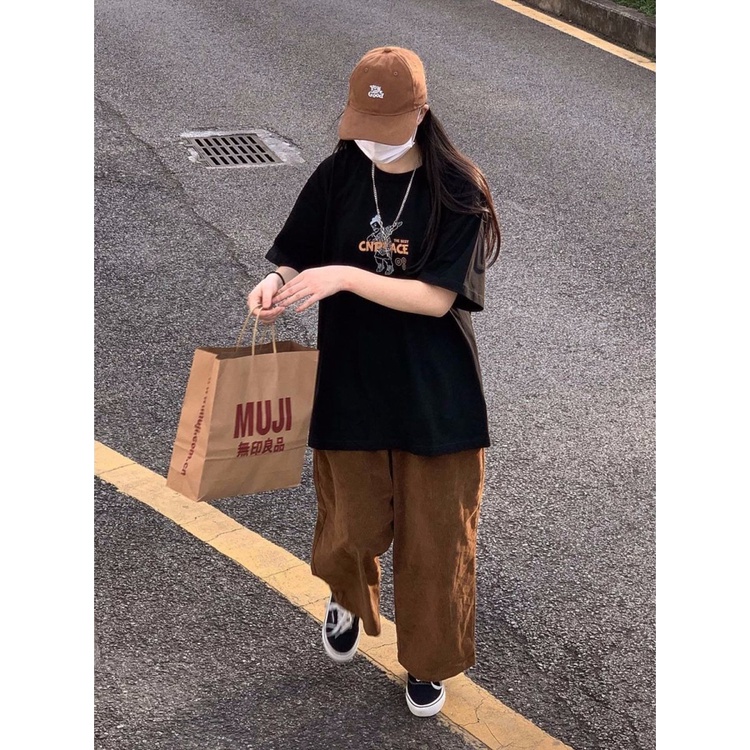 Áo thun thể thao Xiaozhainv tay ngắn dáng rộng in hoạt hình thời trang mùa hè cho nữ