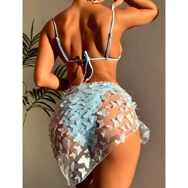 Khăn Quấn Hông Bikini Cover Up Cánh Bướm Nổi 3D