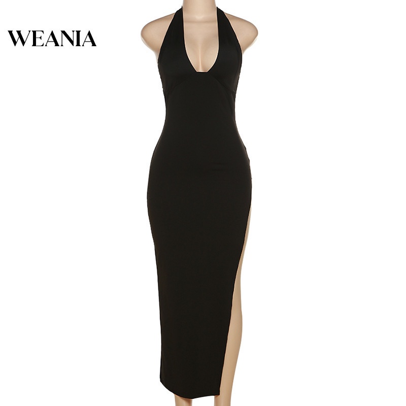 Đầm dài WEANIA cổ chữ U hở lưng thời trang