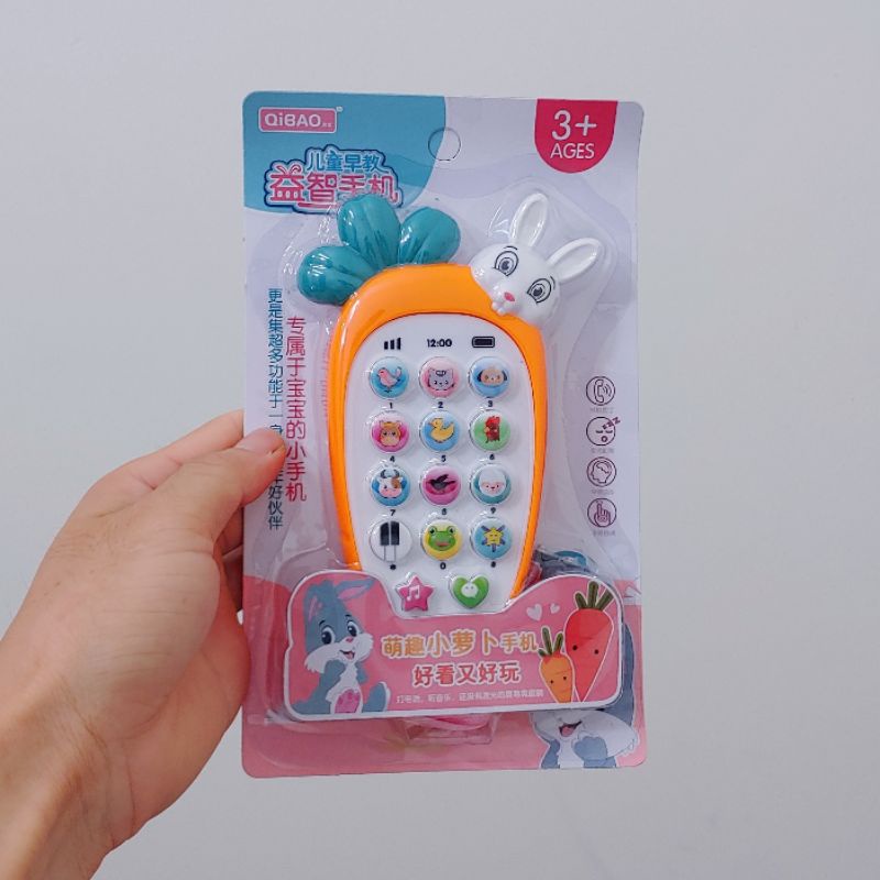 Đồ chơi điện thoại cà rốt cho bé . Tặng kèm pin có nhạc và đèn