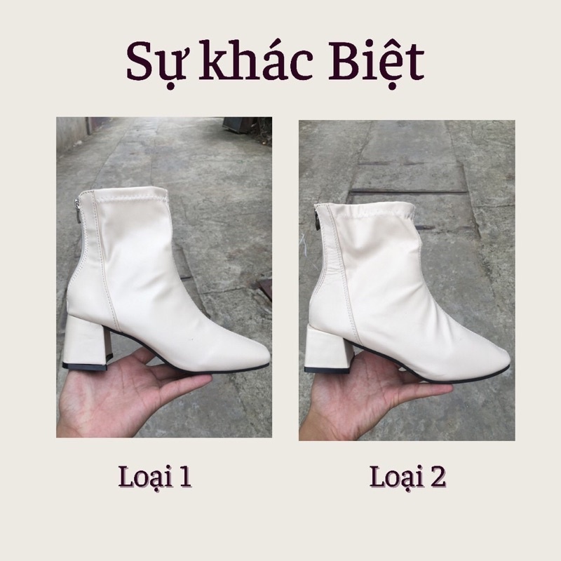 Bốt nữ gót vuông da xịn dọc giữa khoá sau Cao Cấp, giày boots nữ cổ lửng da mềm thời trang | BigBuy360 - bigbuy360.vn