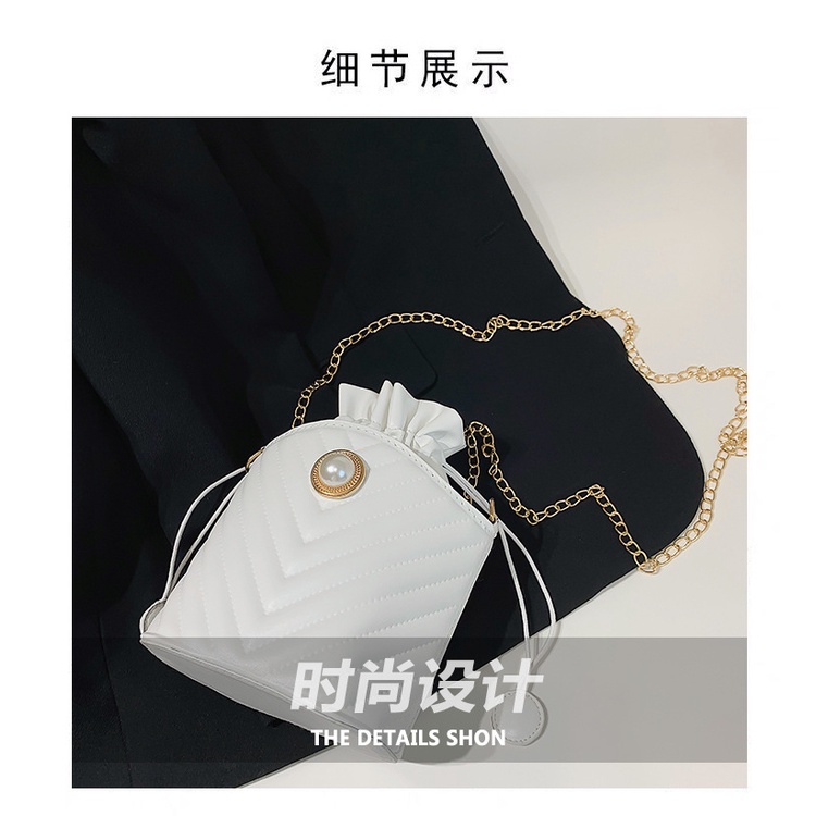 Túi đeo chéo JASMIN NOIR hình trụ in họa tiết kẻ sọc xinh xắn cho nữ tùy chọn màu sắc